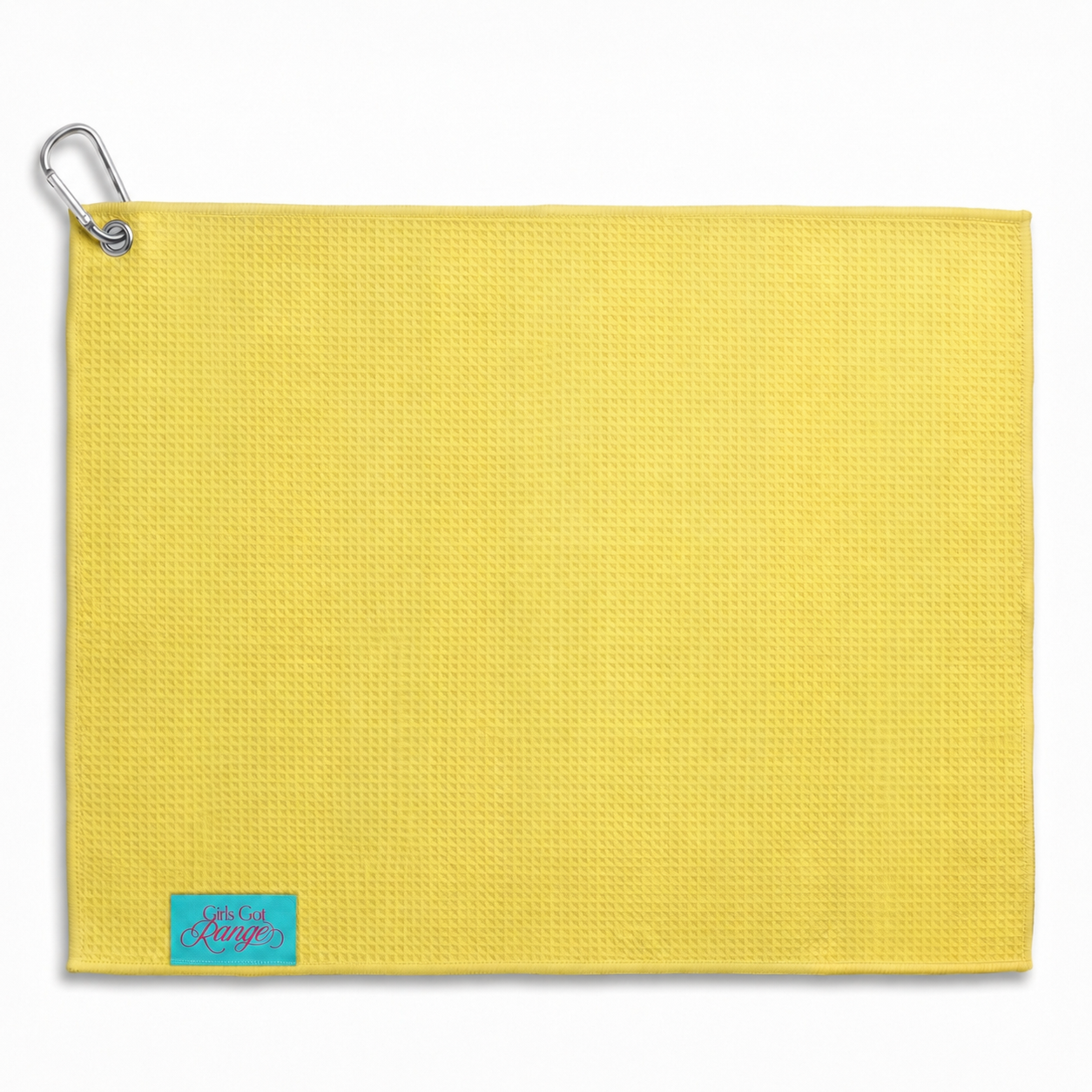 Girls Got Range Insignia microfiber golf towel, solid Banana Yellow back