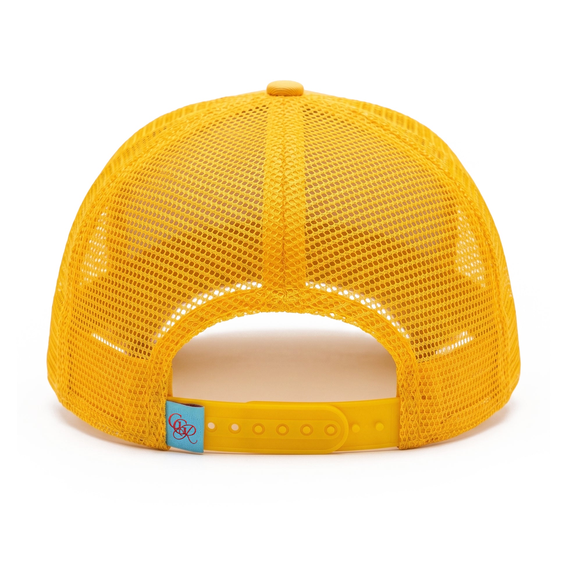 Girls Got Range Citrus Orange trucker hat with mesh back, back view