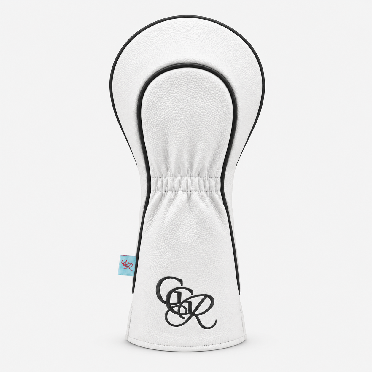 Girls Got Range Cloud White vegan leather headcover with Classic Black GGR monogram, back view