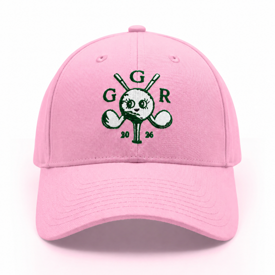 Girls Got Range Pink-A-Boo cap with Forest Green Insignia embroidery, front view