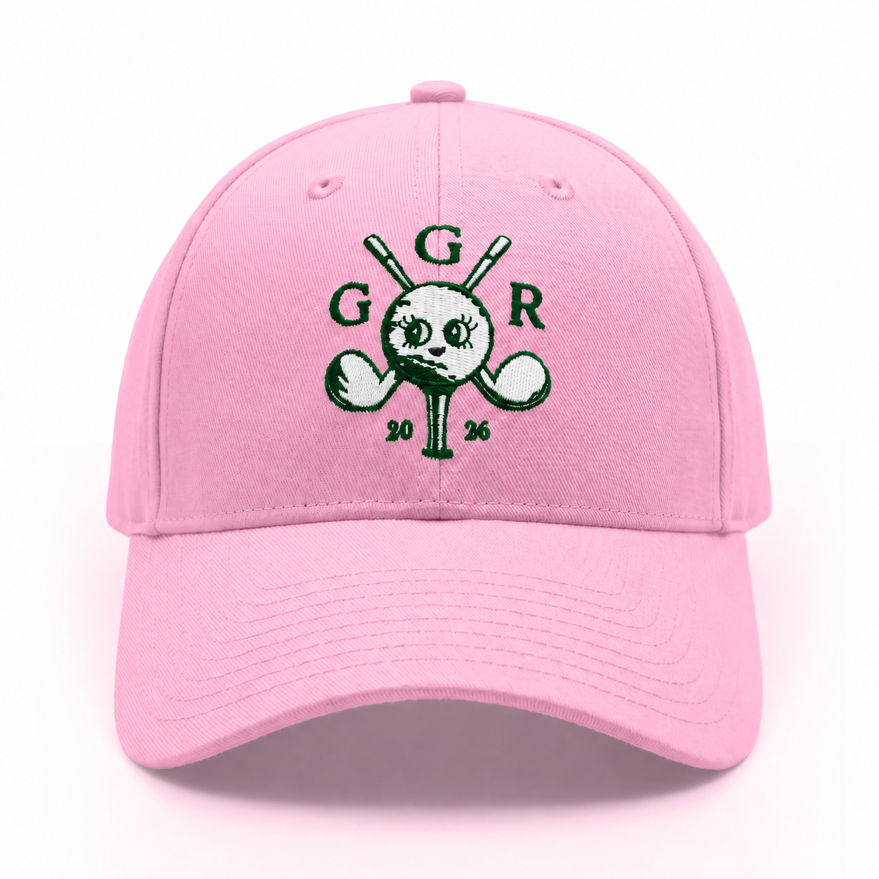 Girls Got Range Pink-A-Boo cap with Forest Green Insignia embroidery, front view