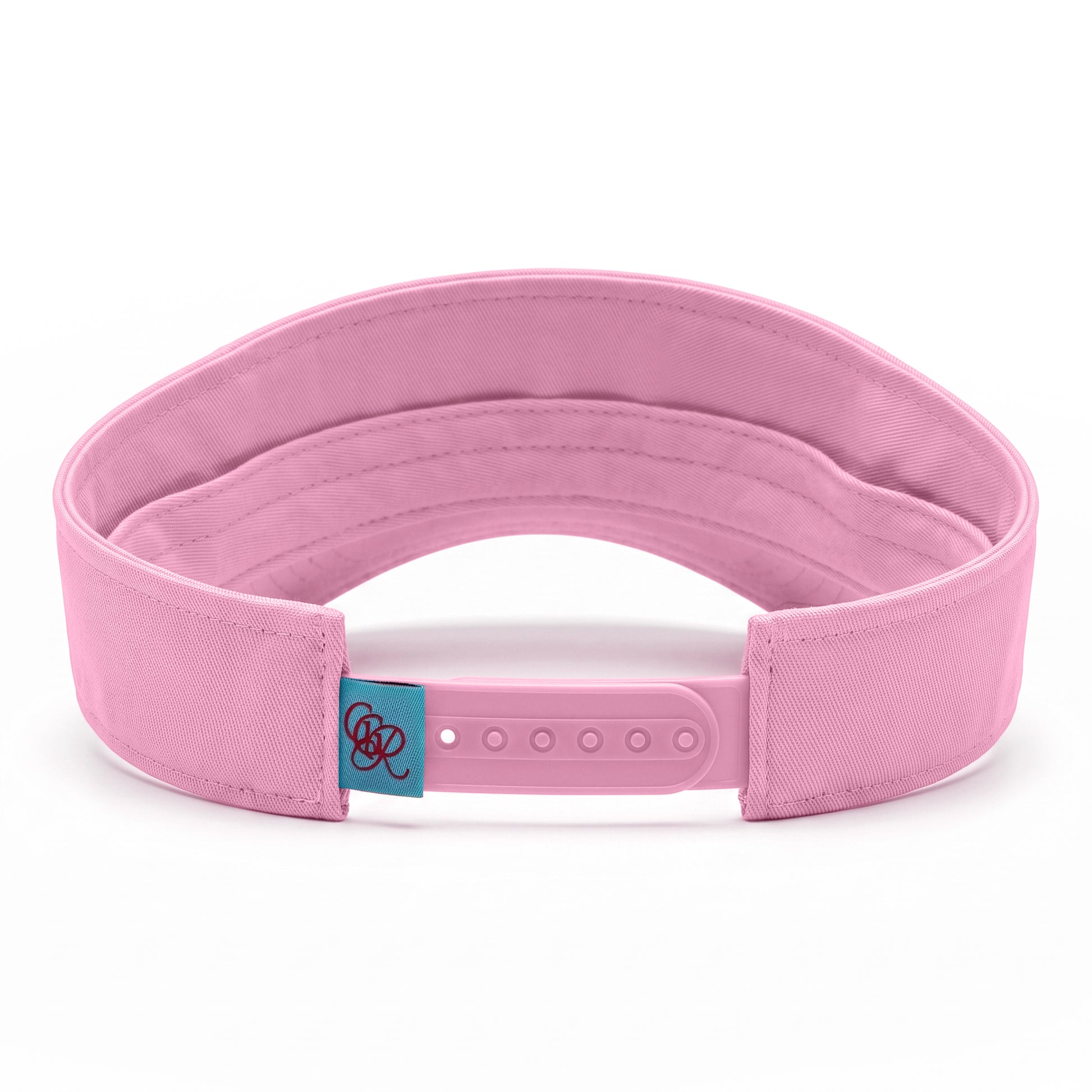 Girls Got Range Pink-A-Boo visor with Forest Green Range script embroidery, back view