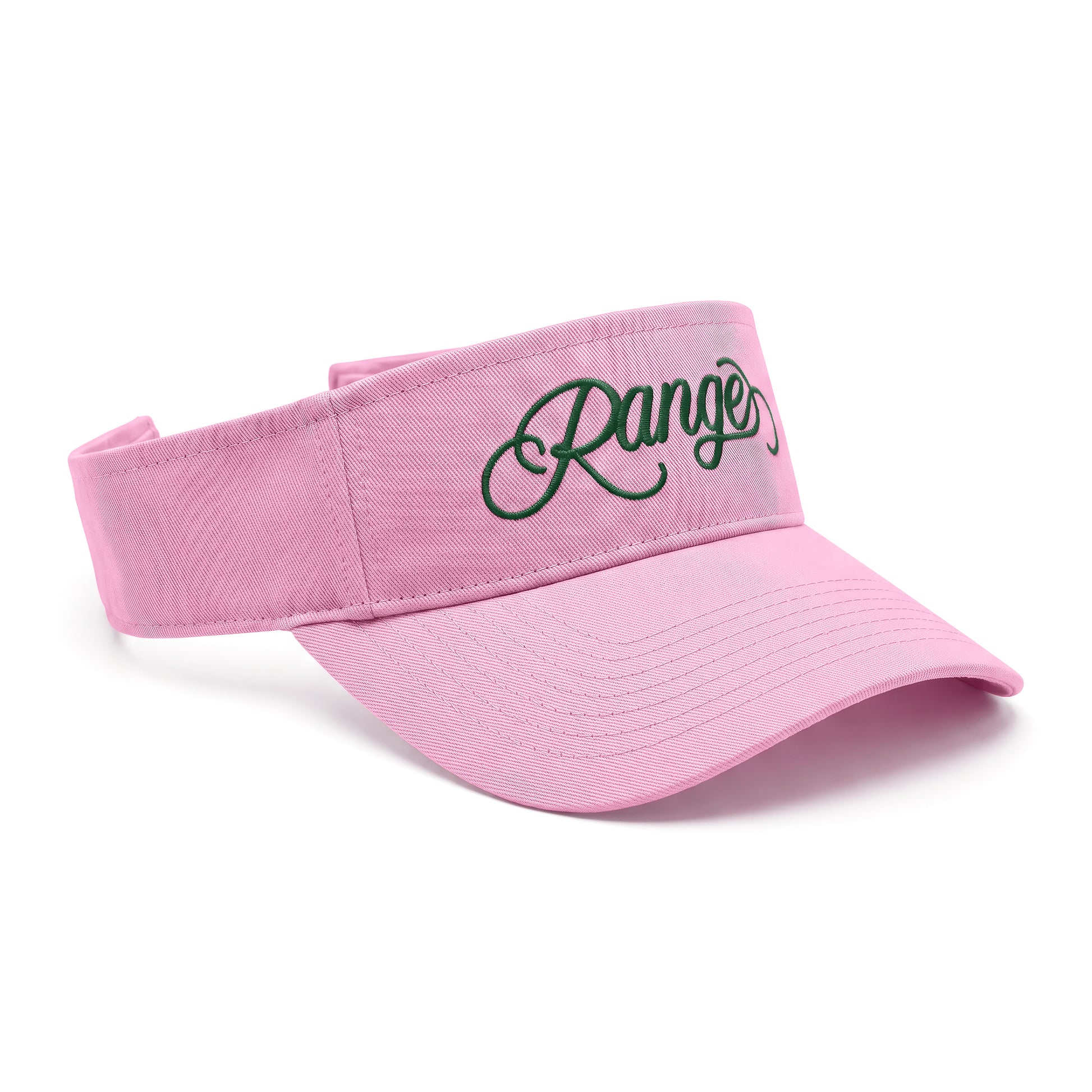 Girls Got Range Pink-A-Boo visor with Forest Green Range script embroidery, side view