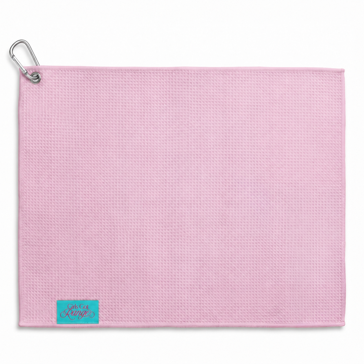 Girls Got Range Insignia microfiber golf towel, solid Pink-A-Boo back