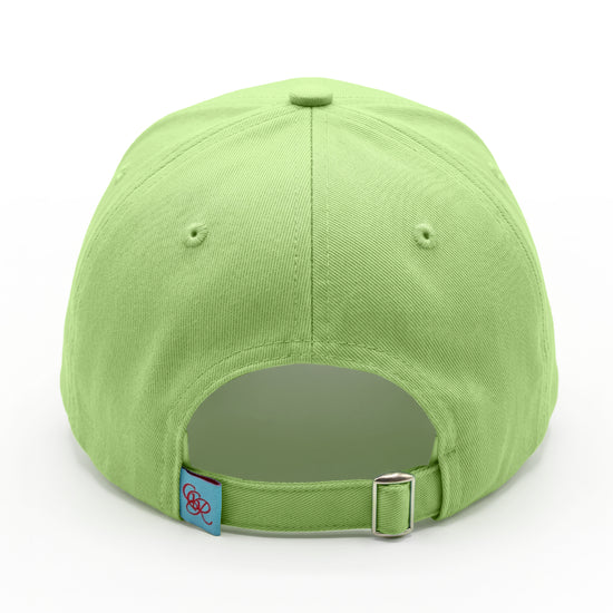Girls Got Range Pistachio Green cap with Forest Green GGR monogram embroidery, back view