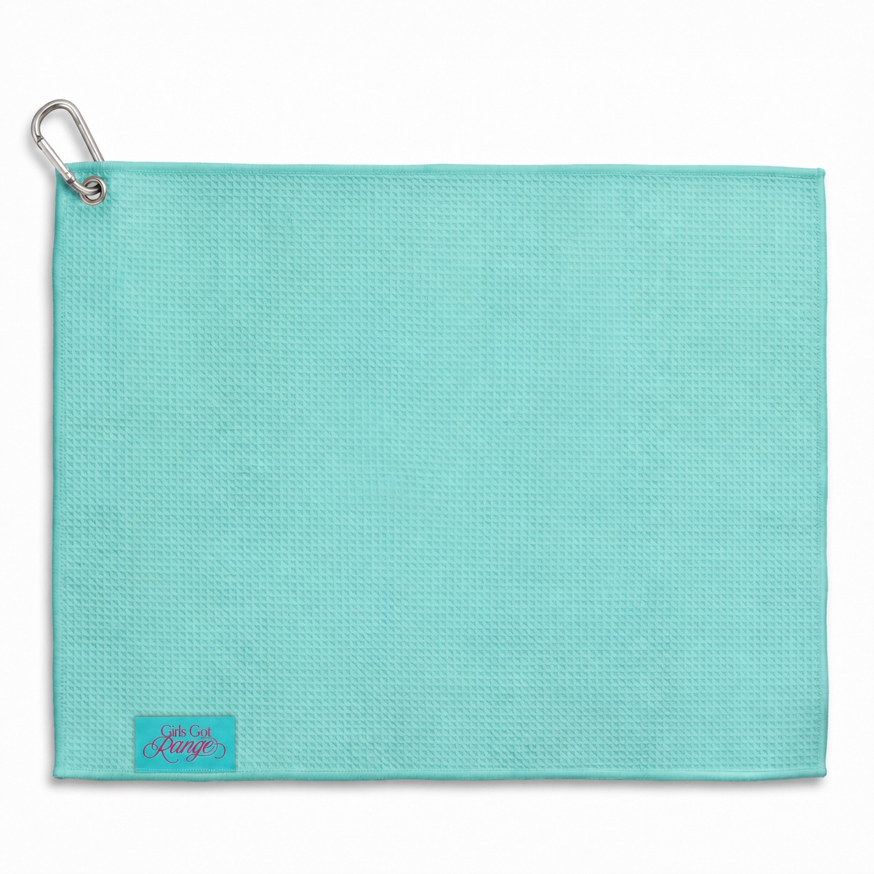 Girls Got Range monogram microfiber golf towel, solid Sky Blue back